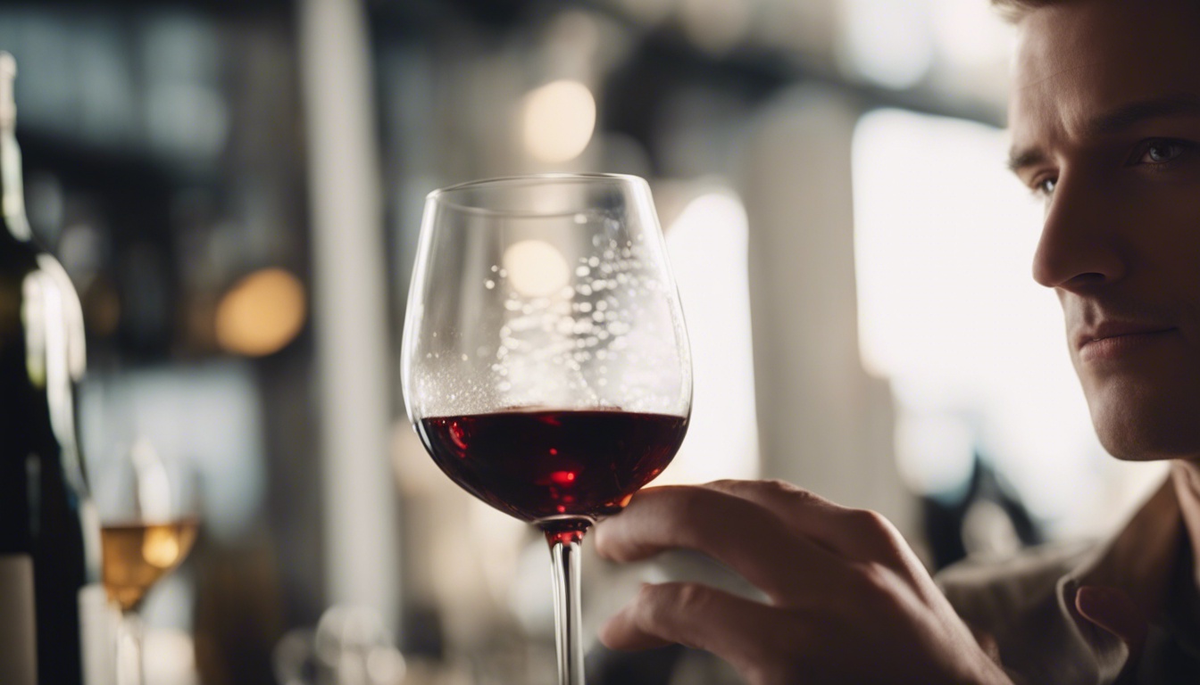 man touching wine glass