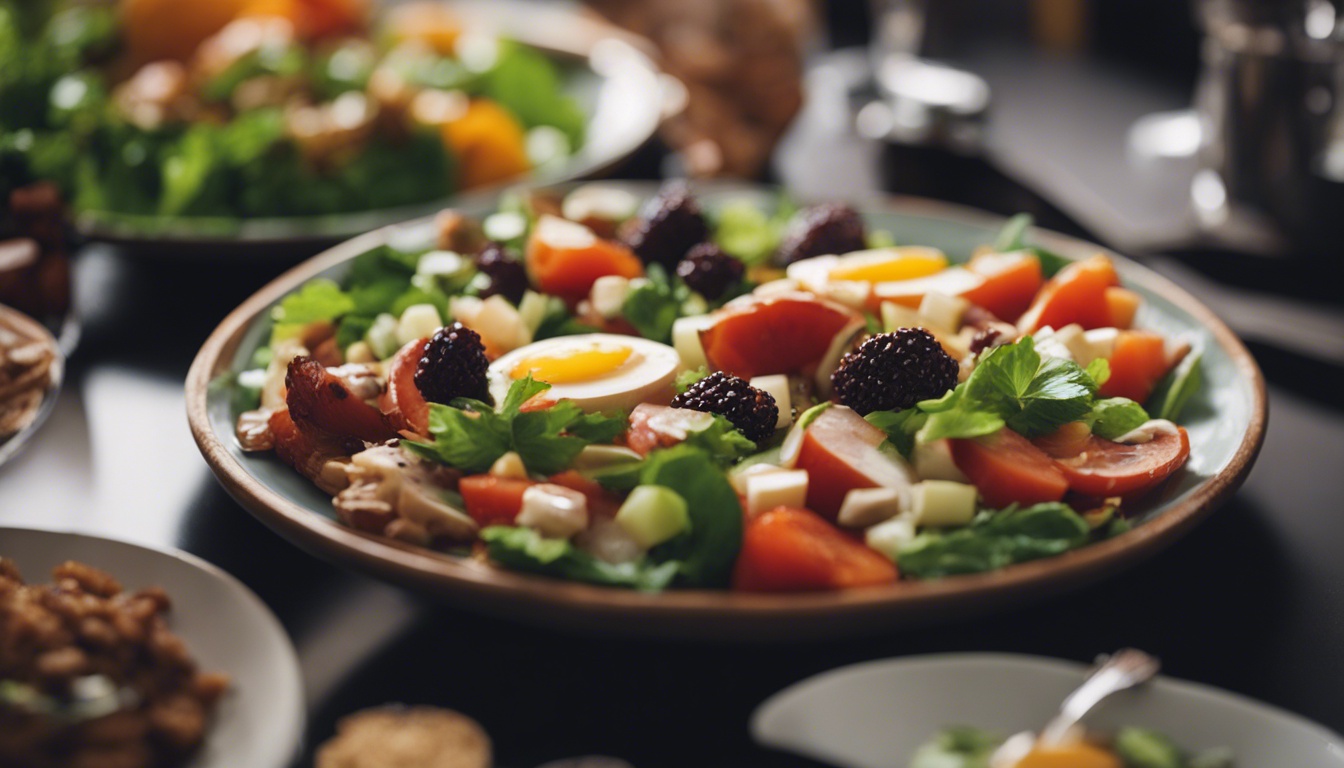 plate of fruits and salads